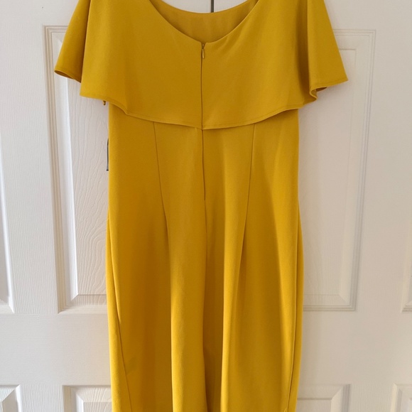 Glamour Mustard Midi Dress with Flutter Sleeves - Picture 8 of 10